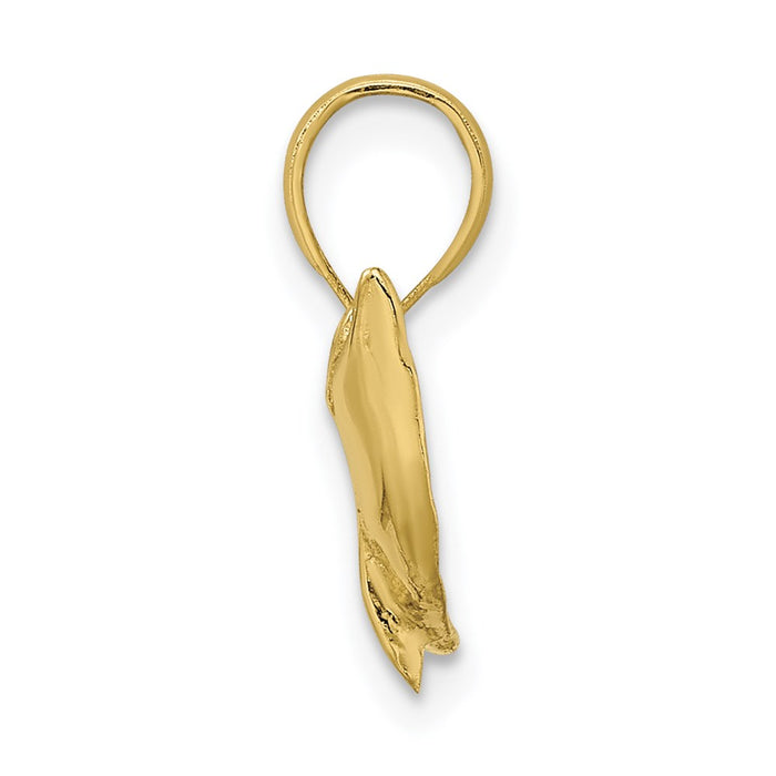 Million Charms 10K Yellow Gold Themed Textured Dolphin Jumping Charm