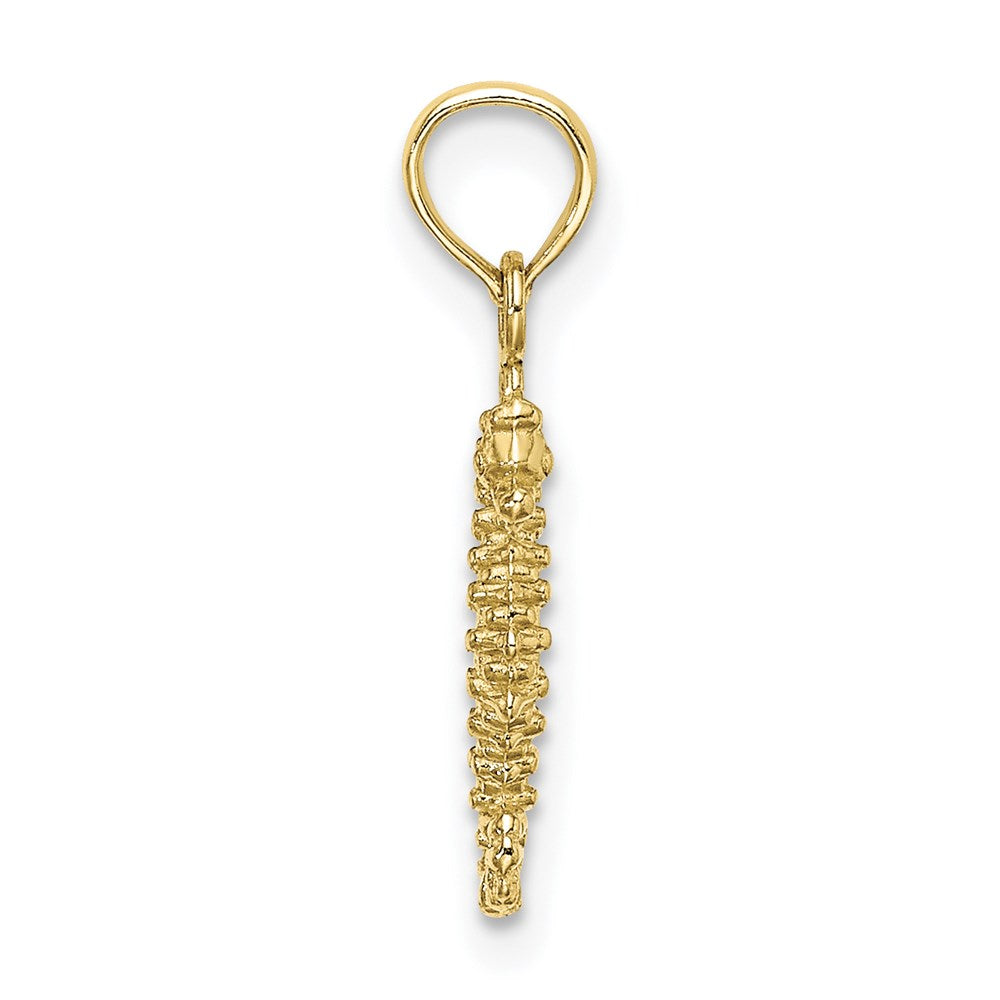 Million Charms 10K Yellow Gold Themed 3-D Mini Nautical Seahorse Charm