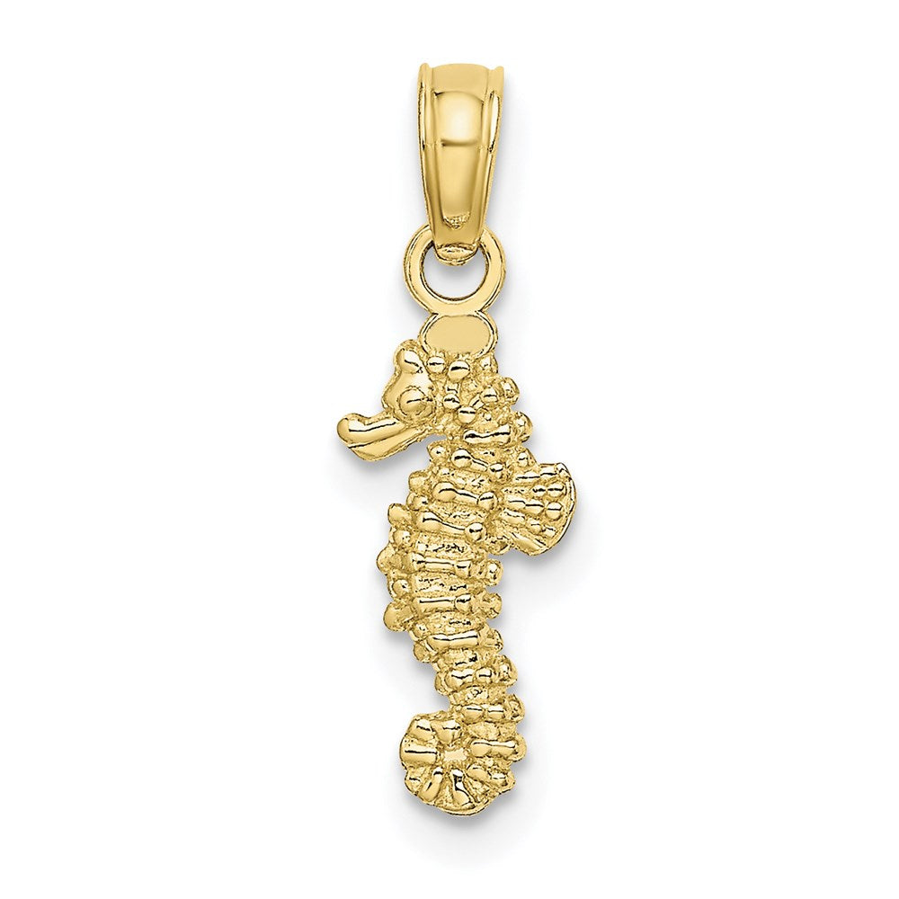Million Charms 10K Yellow Gold Themed 3-D Mini Nautical Seahorse Charm