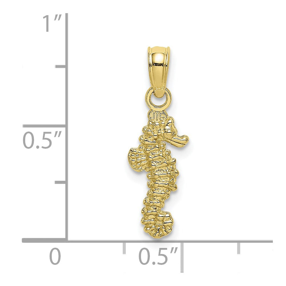 Million Charms 10K Yellow Gold Themed 3-D Mini Nautical Seahorse Charm