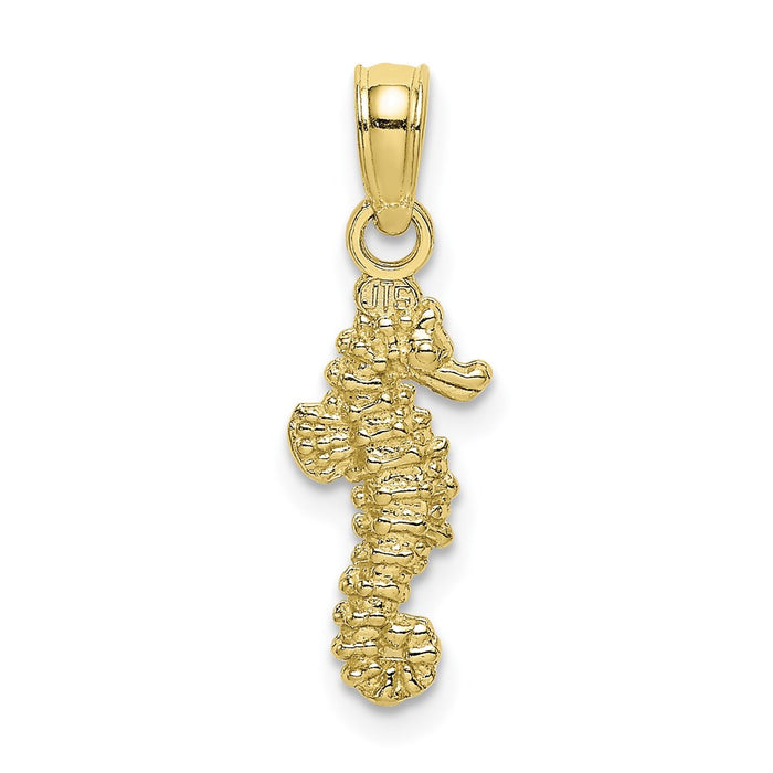 Million Charms 10K Yellow Gold Themed 3-D Mini Nautical Seahorse Charm