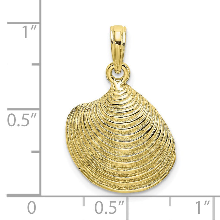 Million Charms 10K Yellow Gold Themed Textured 2-D Clam Shell Charm