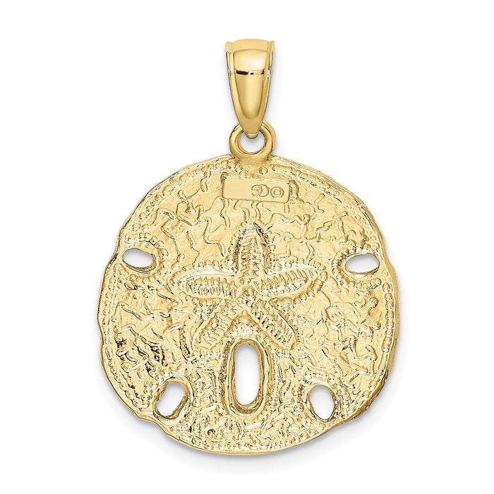 Million Charms 10K Yellow Gold Themed Polished Sand Dollar Charm