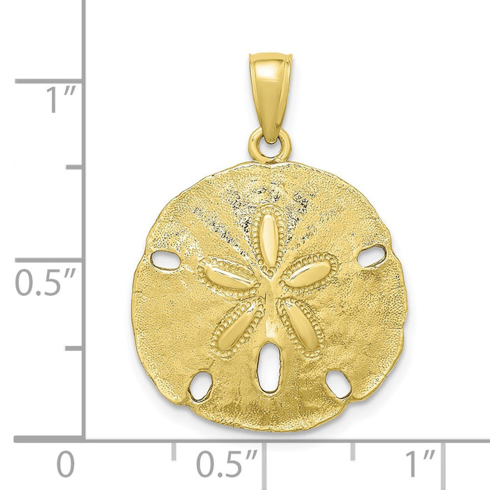 Million Charms 10K Yellow Gold Themed Polished Sand Dollar Charm