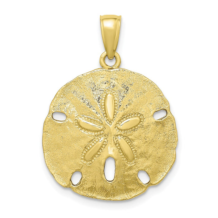 Million Charms 10K Yellow Gold Themed Polished Sand Dollar Charm