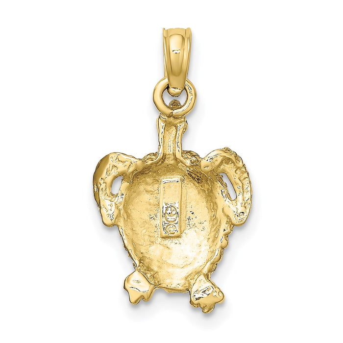 Million Charms 10K Yellow Gold Themed Textured Sea Turtle Charm