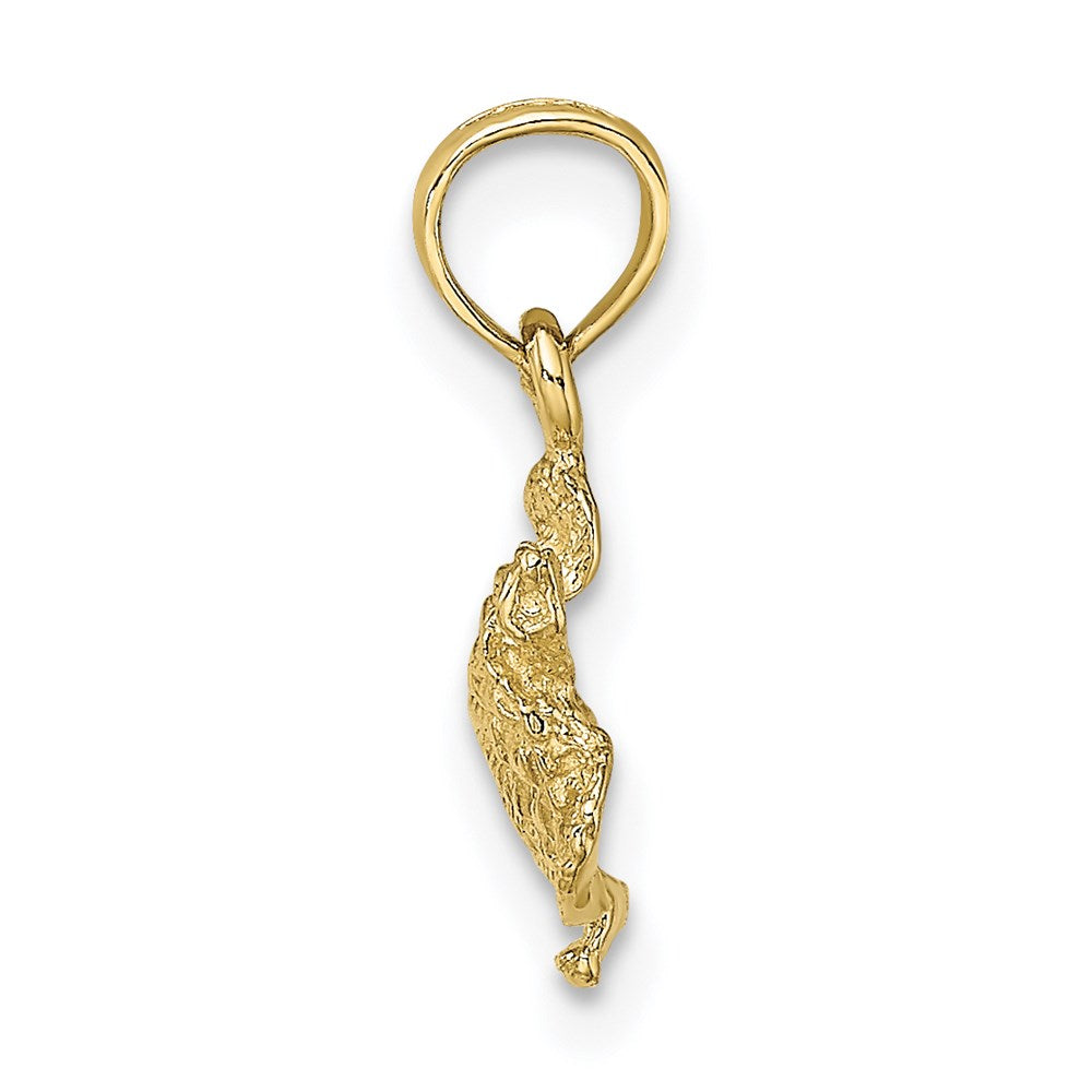 Million Charms 10K Yellow Gold Themed Textured Sea Turtle Charm
