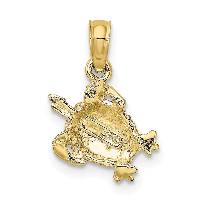 Million Charms 10K Yellow Gold Themed Textured Sea Turtle Charm