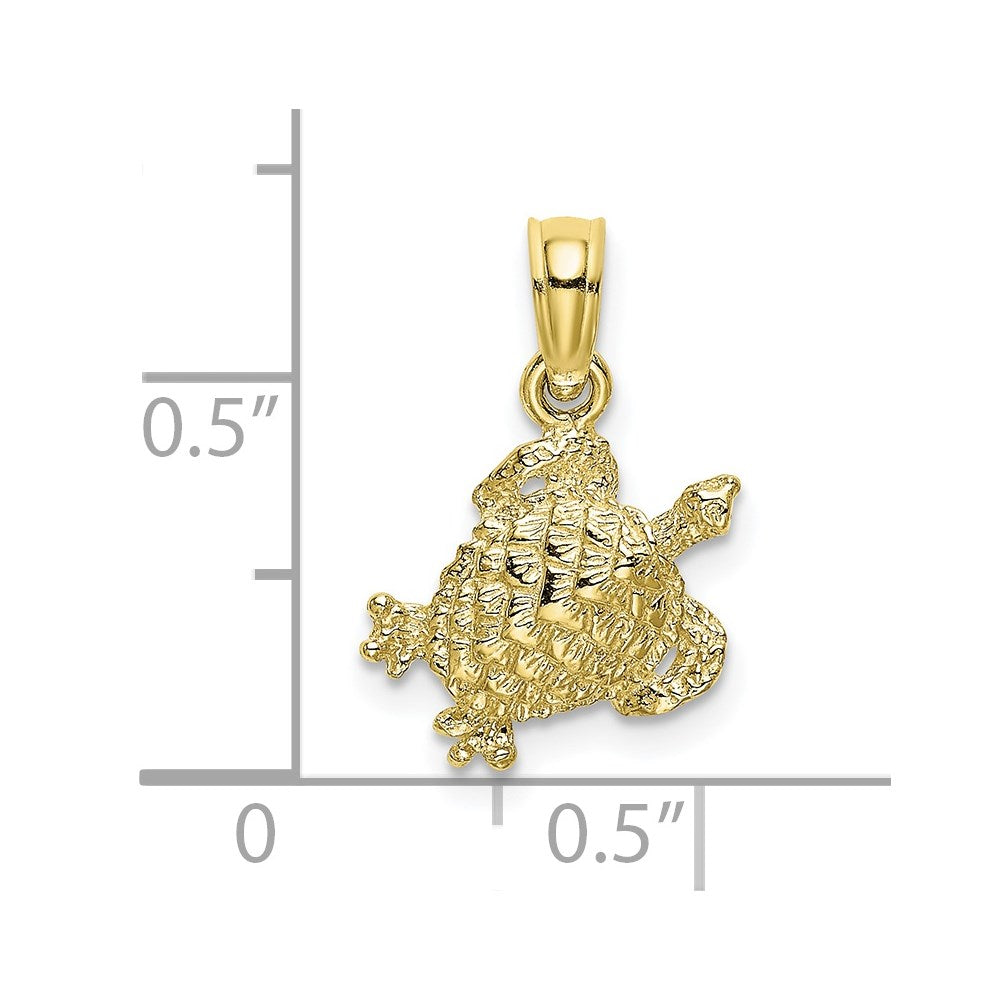 Million Charms 10K Yellow Gold Themed Textured Sea Turtle Charm