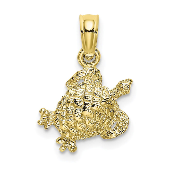 Million Charms 10K Yellow Gold Themed Textured Sea Turtle Charm