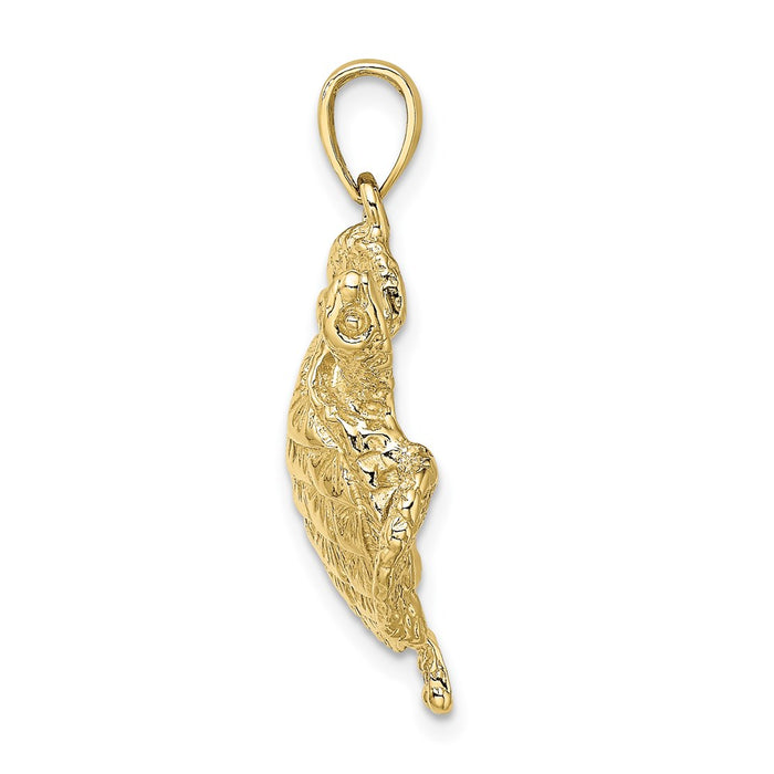 Million Charms 10K Yellow Gold Themed Textured Sea Turtle Charm