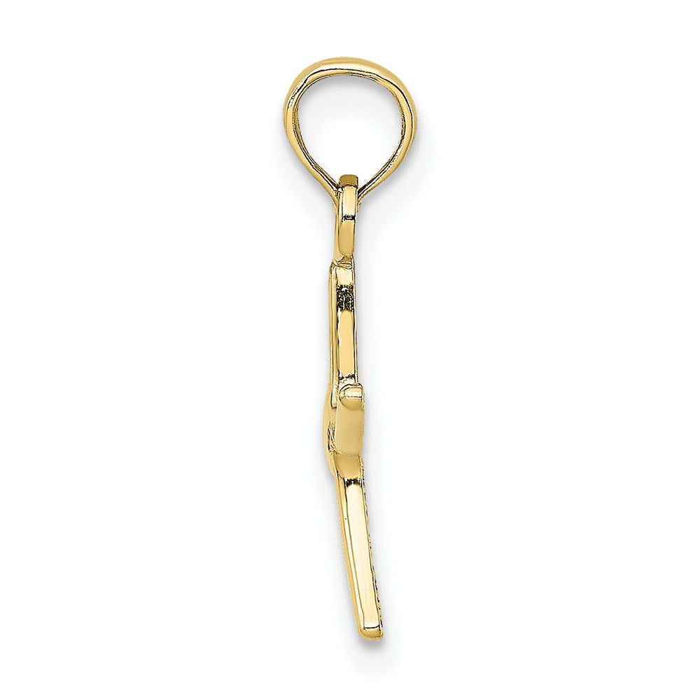 Million Charms 10K Yellow Gold Themed Polished Mini Dancing Nautical Starfish With Bail Charm