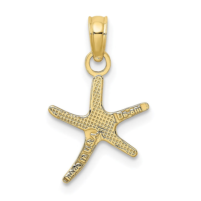 Million Charms 10K Yellow Gold Themed Polished Mini Dancing Nautical Starfish With Bail Charm