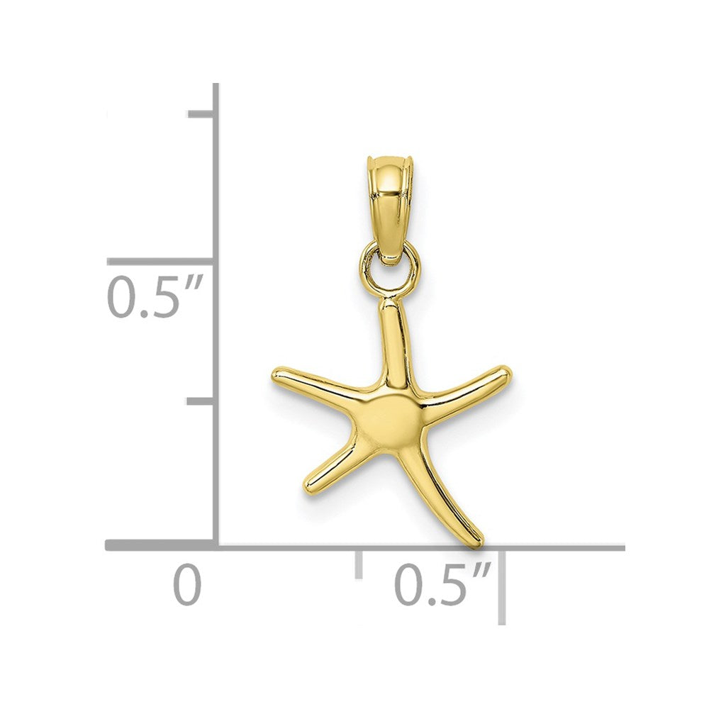 Million Charms 10K Yellow Gold Themed Polished Mini Dancing Nautical Starfish With Bail Charm