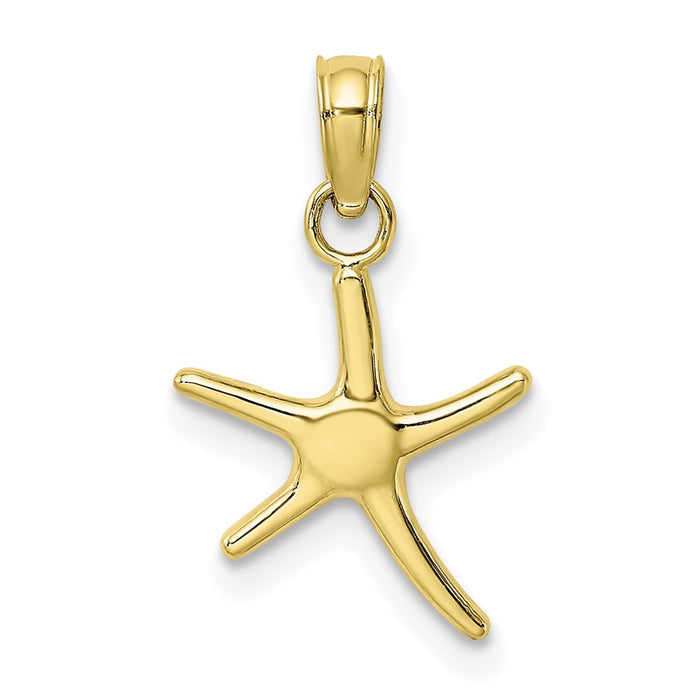 Million Charms 10K Yellow Gold Themed Polished Mini Dancing Nautical Starfish With Bail Charm
