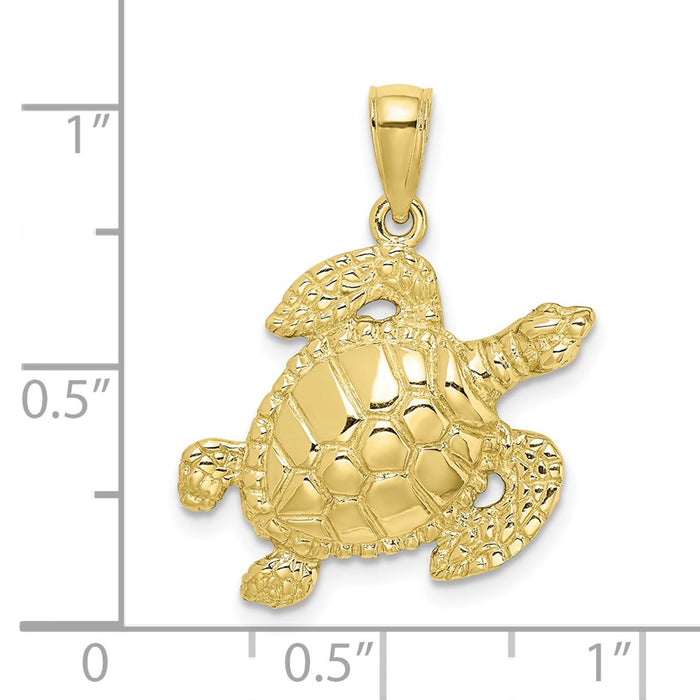 Million Charms 10K Yellow Gold Themed Turtle Pendant