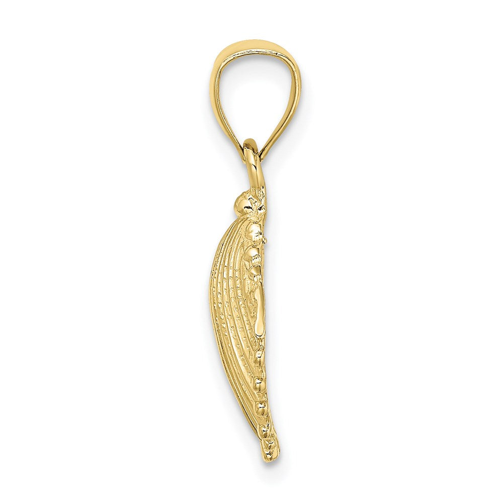 Million Charms 10K Yellow Gold Themed 2-D Textured Scallop Shell Charm