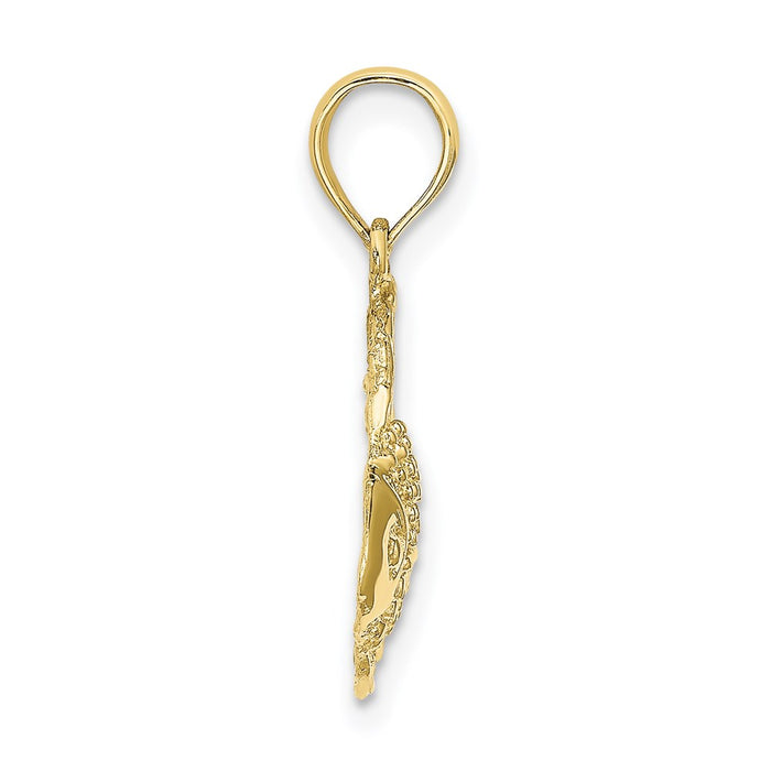 Million Charms 10K Yellow Gold Themed Textured Fish Charm