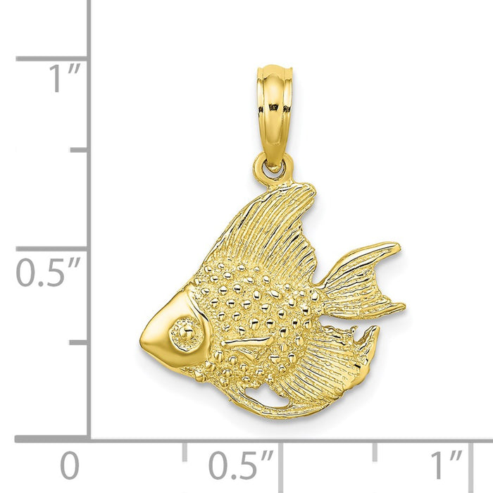 Million Charms 10K Yellow Gold Themed Textured Fish Charm