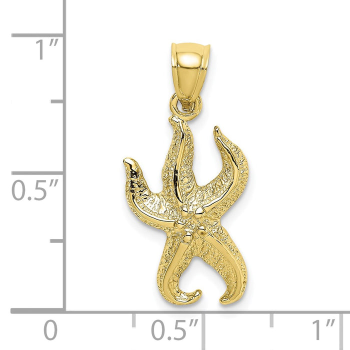 Million Charms 10K Yellow Gold Themed Textured Nautical Starfish Charm