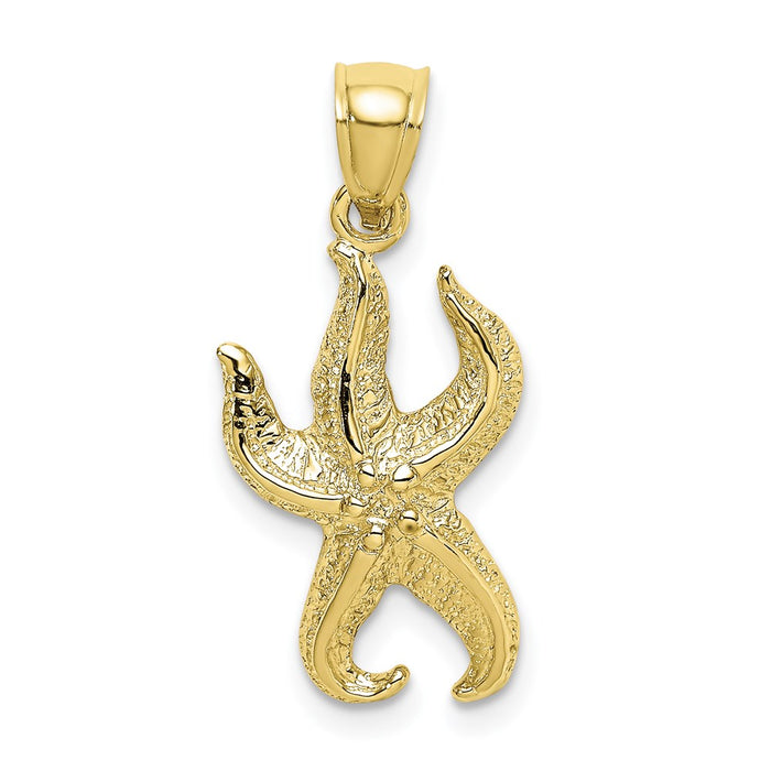 Million Charms 10K Yellow Gold Themed Textured Nautical Starfish Charm