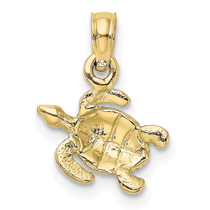 Million Charms 10K Yellow Gold Themed Textured Sea Turtle Charm