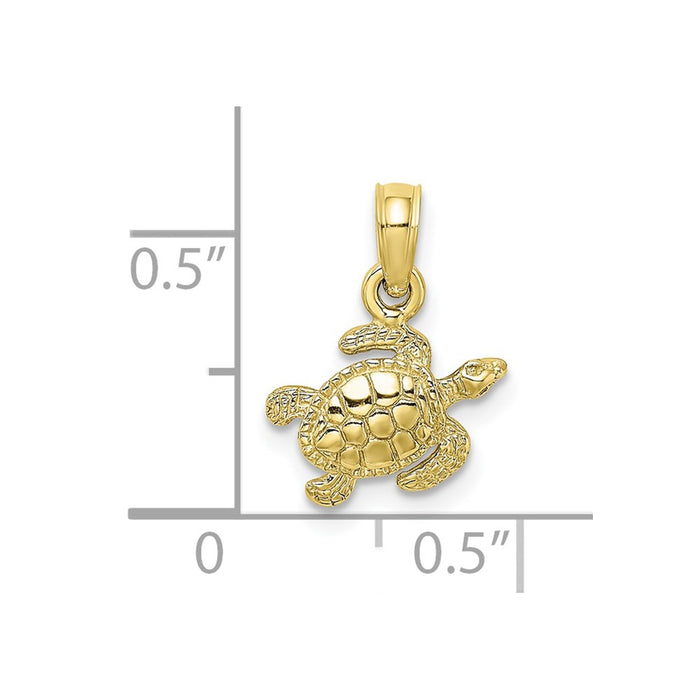 Million Charms 10K Yellow Gold Themed Textured Sea Turtle Charm