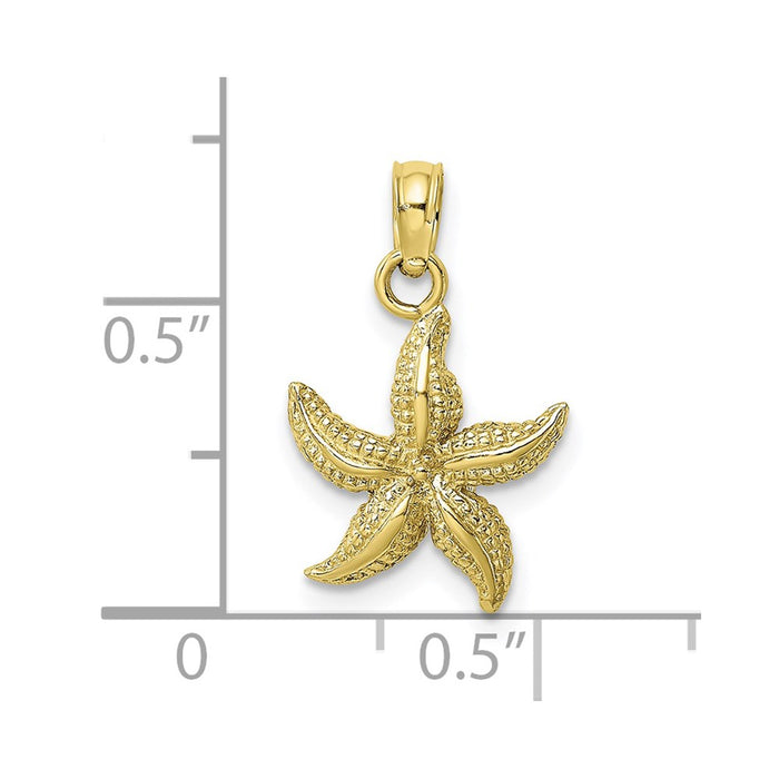 Million Charms 10K Yellow Gold Themed & Textured Nautical Starfish Charm