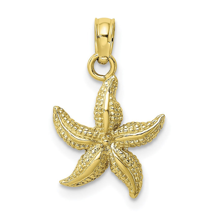 Million Charms 10K Yellow Gold Themed & Textured Nautical Starfish Charm