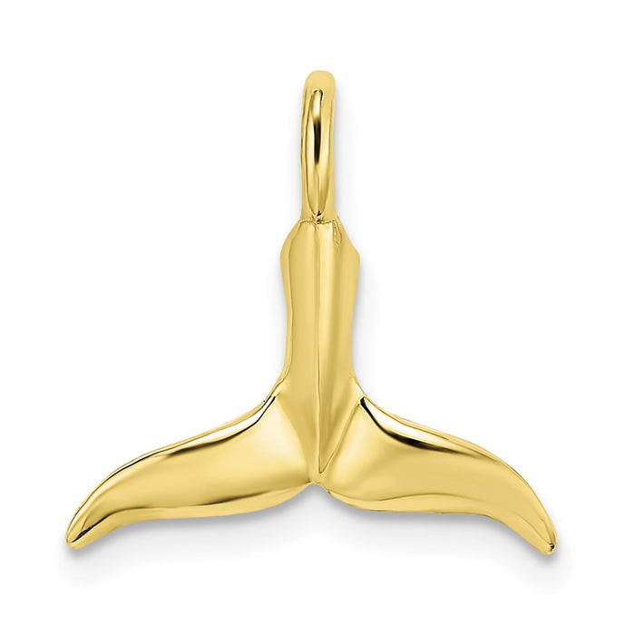 Million Charms 10K Yellow Gold Themed 3-D & Polished Whale Tail Charm