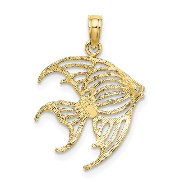 Million Charms 10K Yellow Gold Themed Cut-Out Angelfish Charm