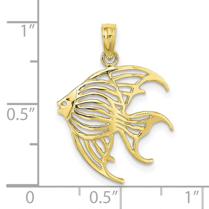 Million Charms 10K Yellow Gold Themed Cut-Out Angelfish Charm