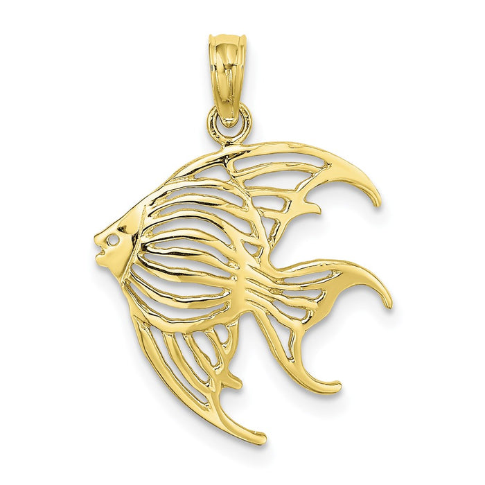 Million Charms 10K Yellow Gold Themed Cut-Out Angelfish Charm