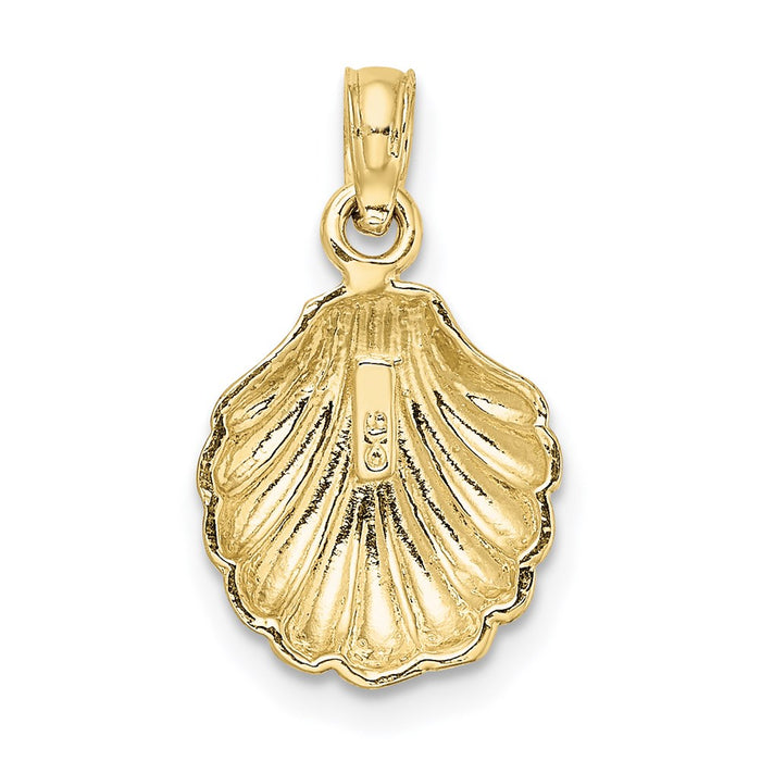 Million Charms 10K Yellow Gold Themed 2-D Polished Scallop Shell Charm
