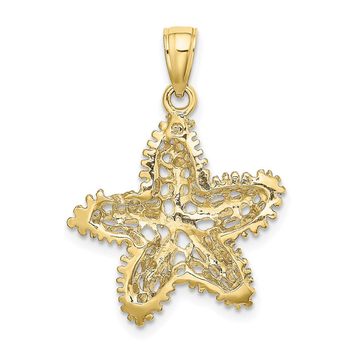 Million Charms 10K Yellow Gold Themed Nautical Starfish Filigree Charm