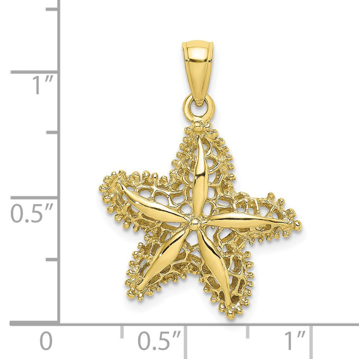 Million Charms 10K Yellow Gold Themed Nautical Starfish Filigree Charm