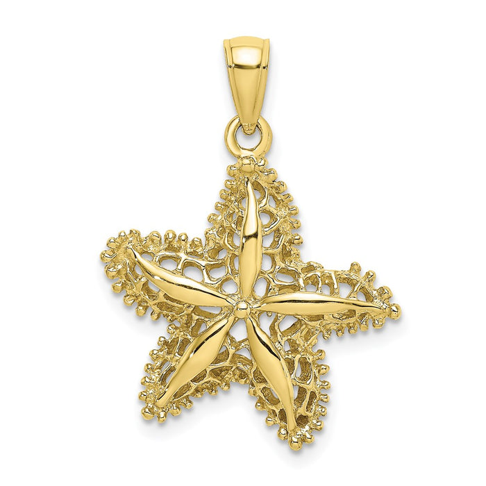 Million Charms 10K Yellow Gold Themed Nautical Starfish Filigree Charm