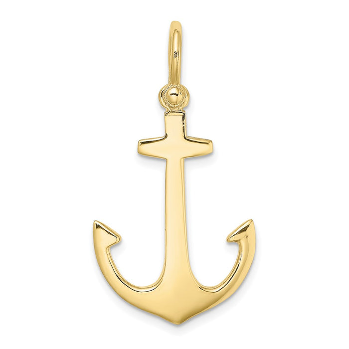 Million Charms 10K Yellow Gold Themed 3-D Polished Nautical Anchor Charm