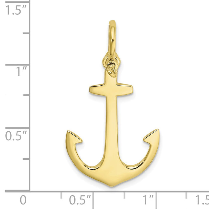 Million Charms 10K Yellow Gold Themed 3-D Polished Nautical Anchor Charm