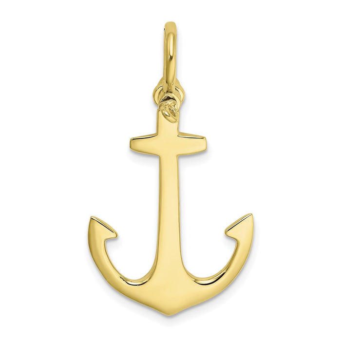 Million Charms 10K Yellow Gold Themed 3-D Polished Nautical Anchor Charm