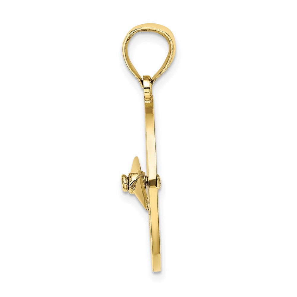 Million Charms 10K Yellow Gold Themed Nautical Compass With Moveable Needle Charm