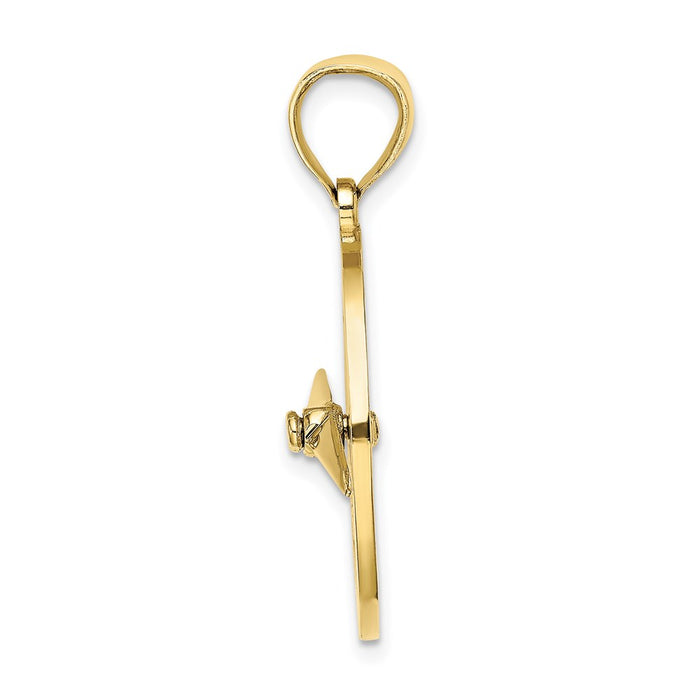 Million Charms 10K Yellow Gold Themed Nautical Compass With Moveable Needle Charm