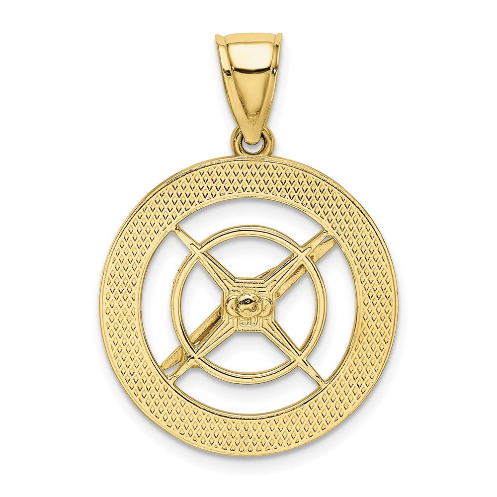 Million Charms 10K Yellow Gold Themed Nautical Compass With Moveable Needle Charm