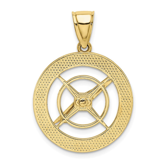 Million Charms 10K Yellow Gold Themed Nautical Compass With Moveable Needle Charm