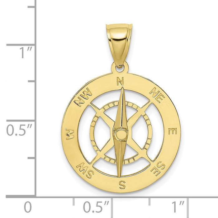 Million Charms 10K Yellow Gold Themed Nautical Compass With Moveable Needle Charm