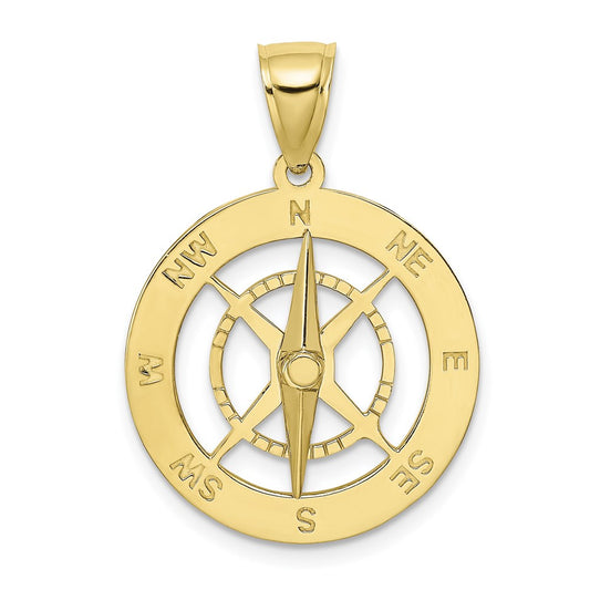 Million Charms 10K Yellow Gold Themed Nautical Compass With Moveable Needle Charm
