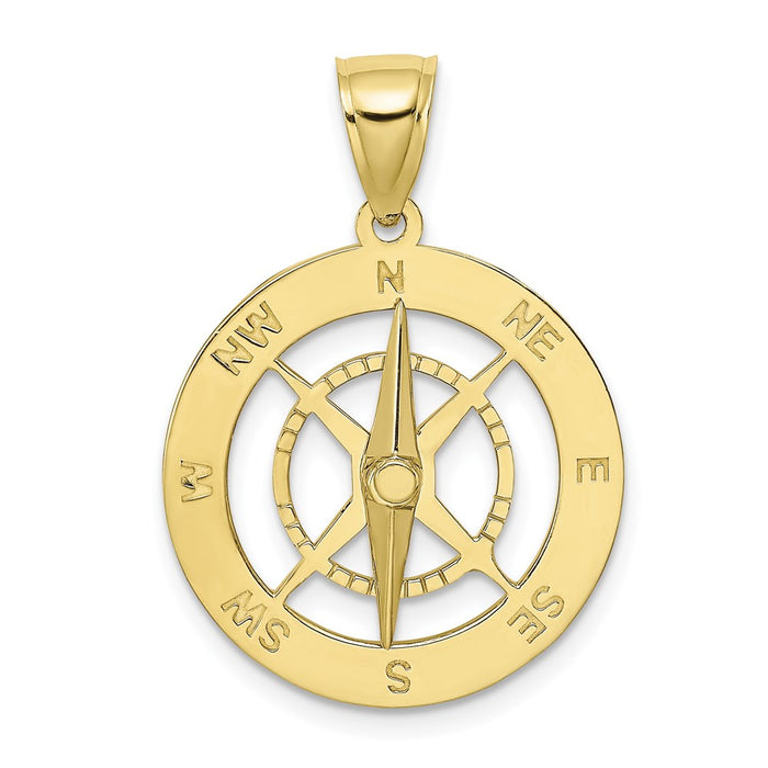 Million Charms 10K Yellow Gold Themed Nautical Compass With Moveable Needle Charm