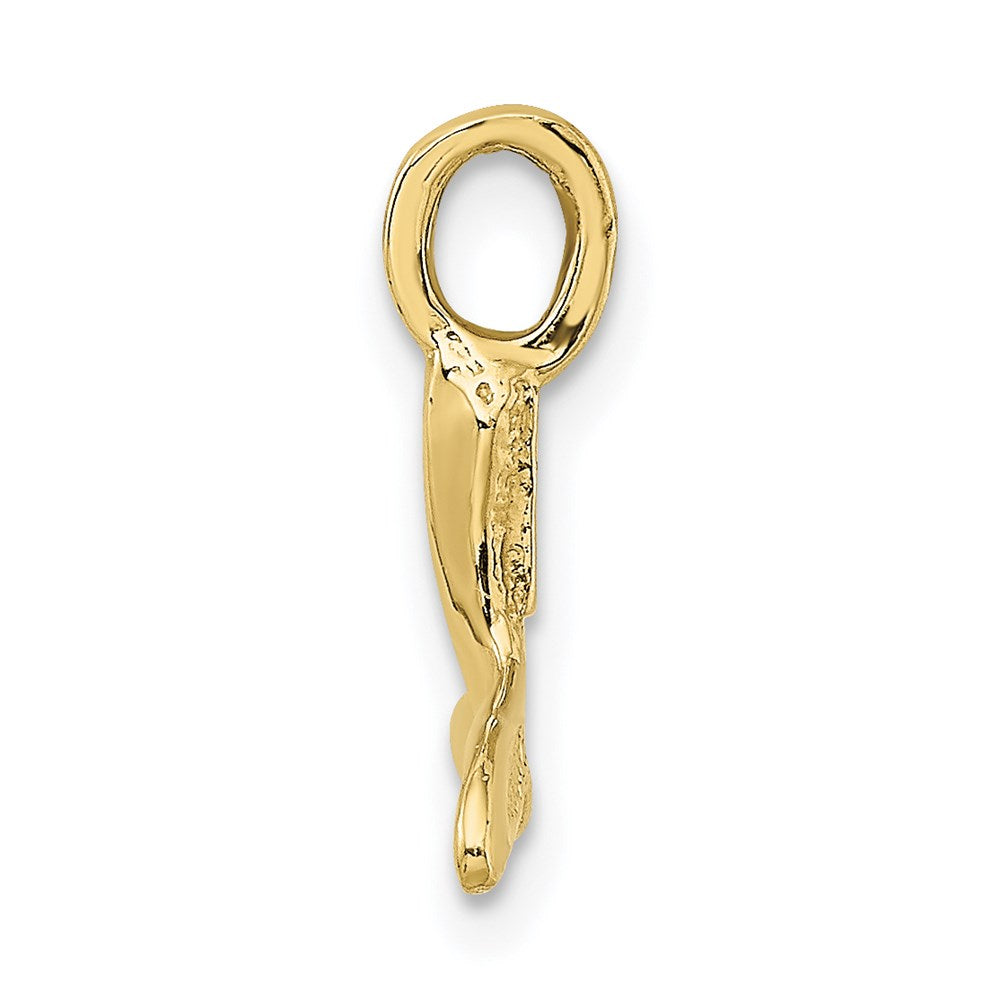 Million Charms 10K Yellow Gold Themed Polished Mini Whale Tail Charm