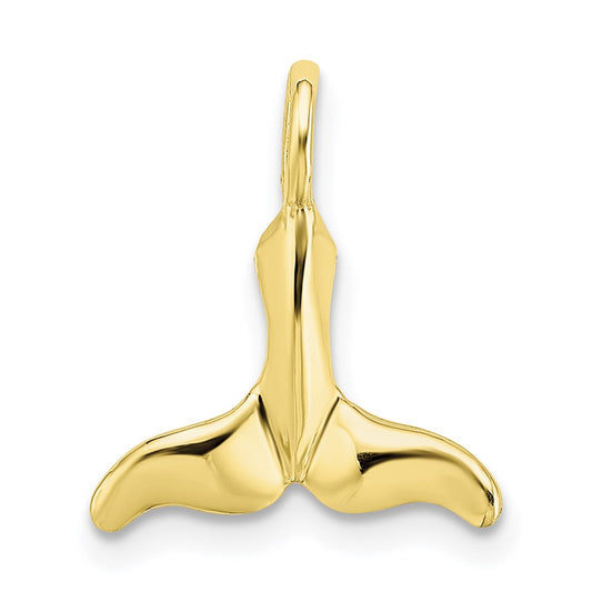 Million Charms 10K Yellow Gold Themed Polished Mini Whale Tail Charm