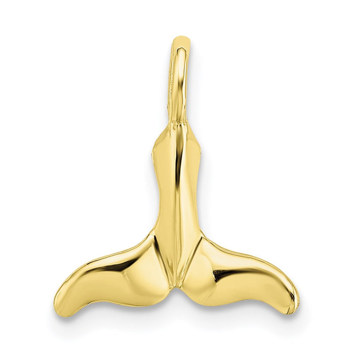 Million Charms 10K Yellow Gold Themed Polished Mini Whale Tail Charm